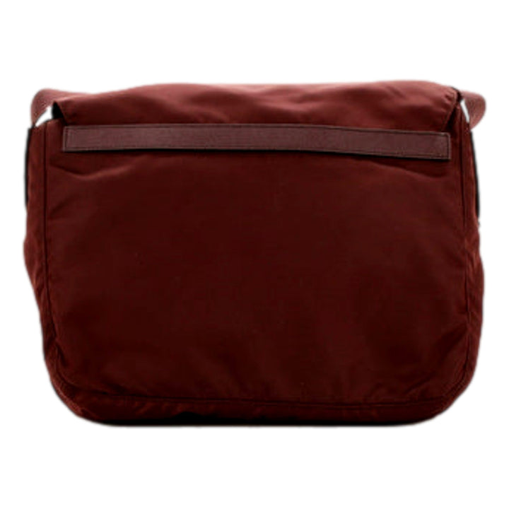 Prada Double Buckle Flap Messenger Bag Tessuto Nylon Large Burgundy Red