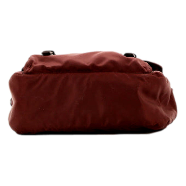 Prada Double Buckle Flap Messenger Bag Tessuto Nylon Large Burgundy Red