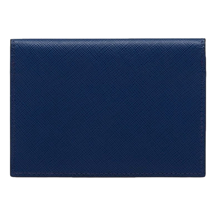 Prada Triangle Logo Card Holder Saffiano Wallet Bluette Blue