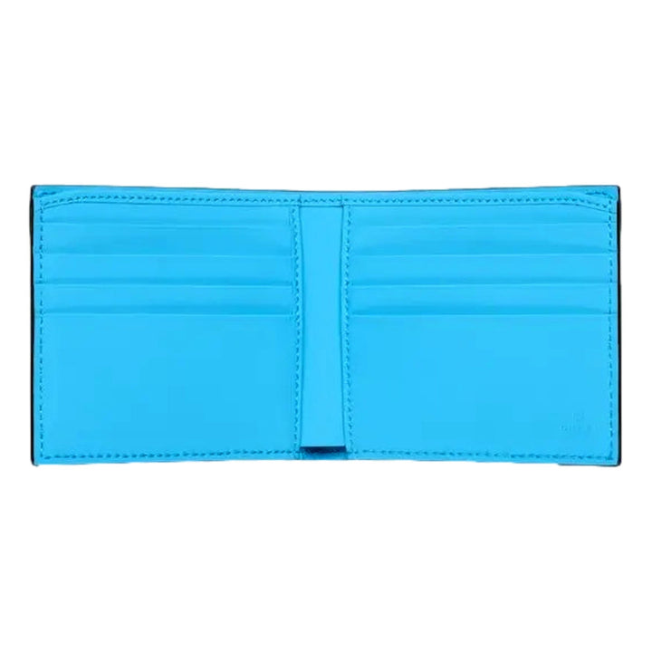 Gucci GG Leather Neon Blue Rubber Effect Bifold Wallet