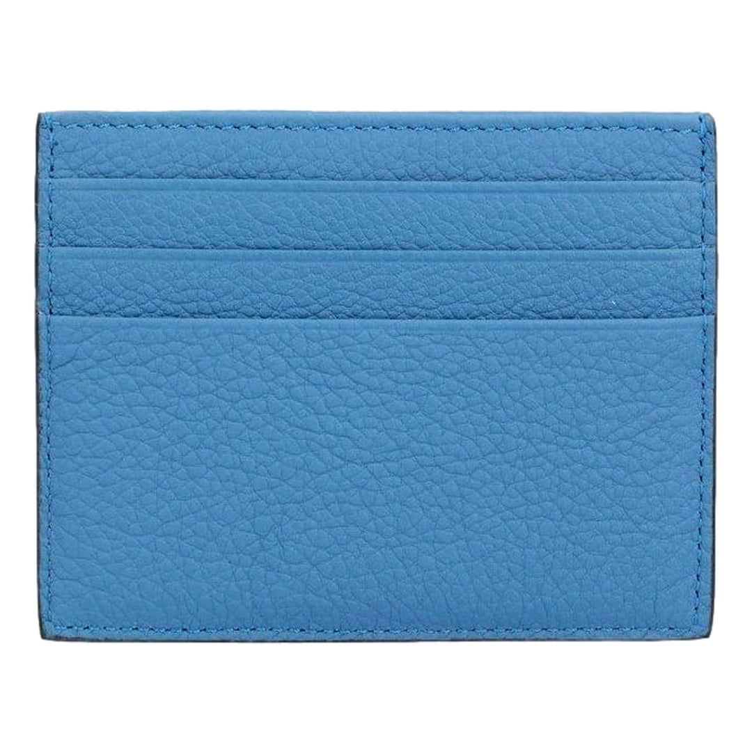 Fendi Signature Fiordaliso Blue Grained Leather Card Case Wallet