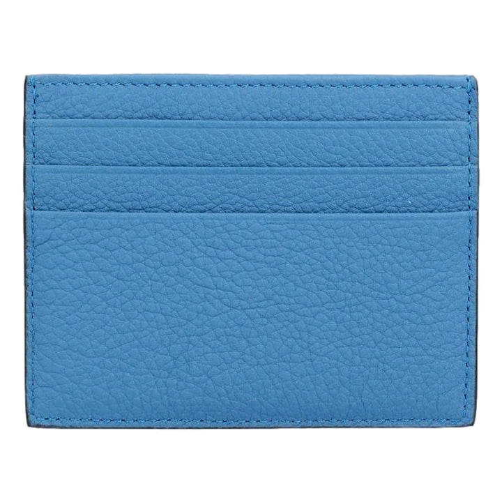 Fendi Signature Fiordaliso Blue Grained Leather Card Case Wallet