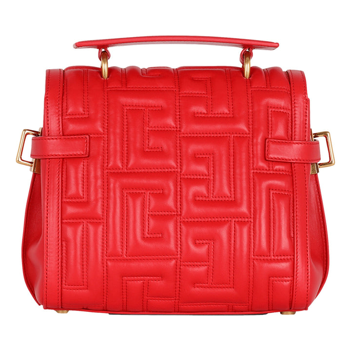 Balmain B-Buzz 23 Red Tote Crossbody Shoulder Bag Quilted Calf Leather