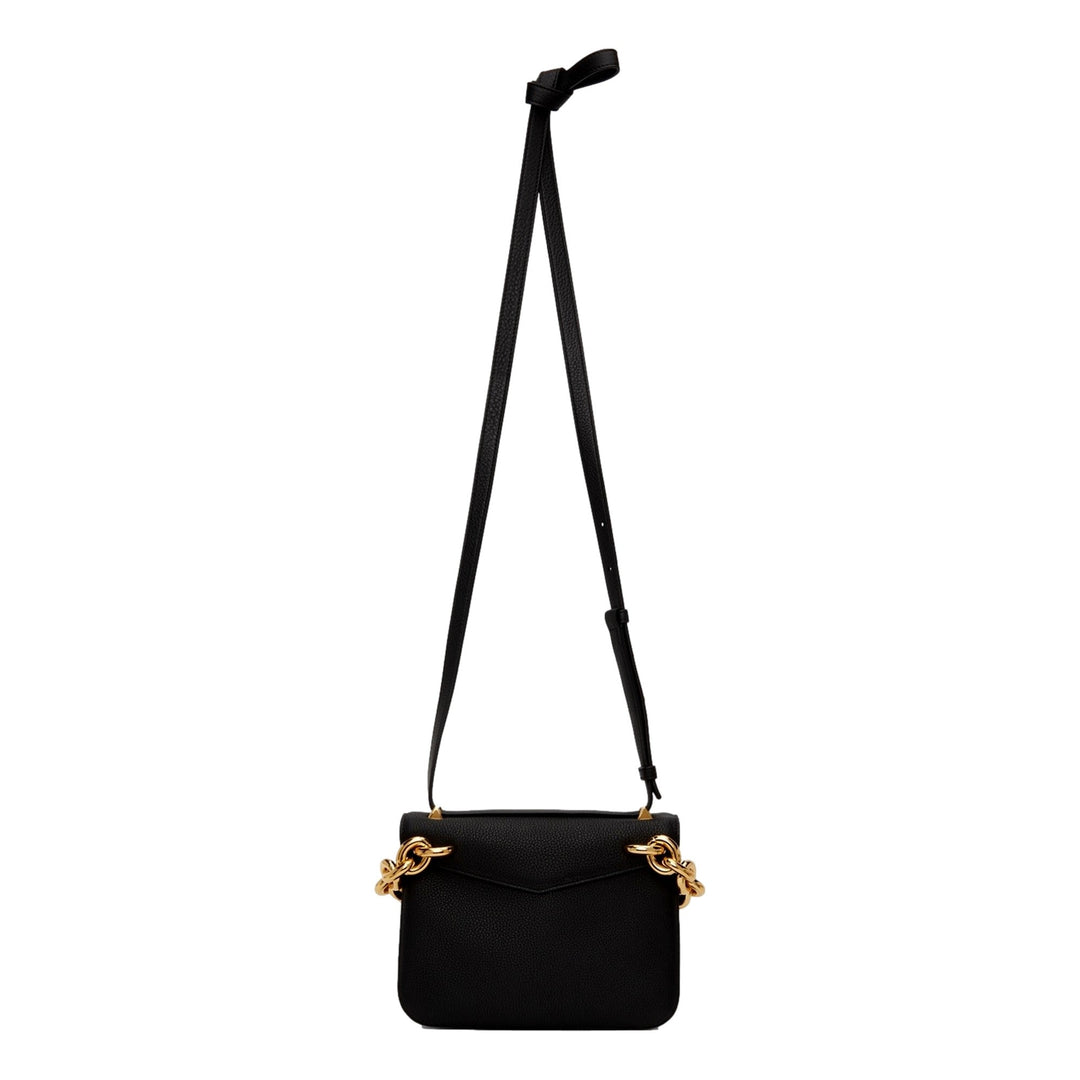 Bottega Veneta Calfskin Mount Envelope Crossbody Bag Black and Gold