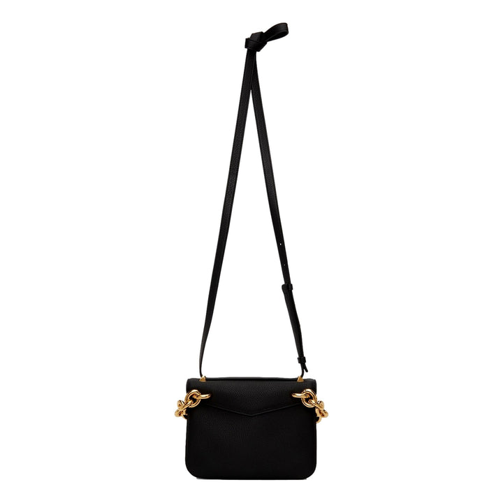 Bottega Veneta Calfskin Mount Envelope Crossbody Bag Black and Gold