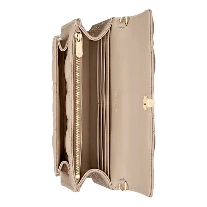 My Dior Daily Pouch with Chain Powder Beige Cannage Lambskin