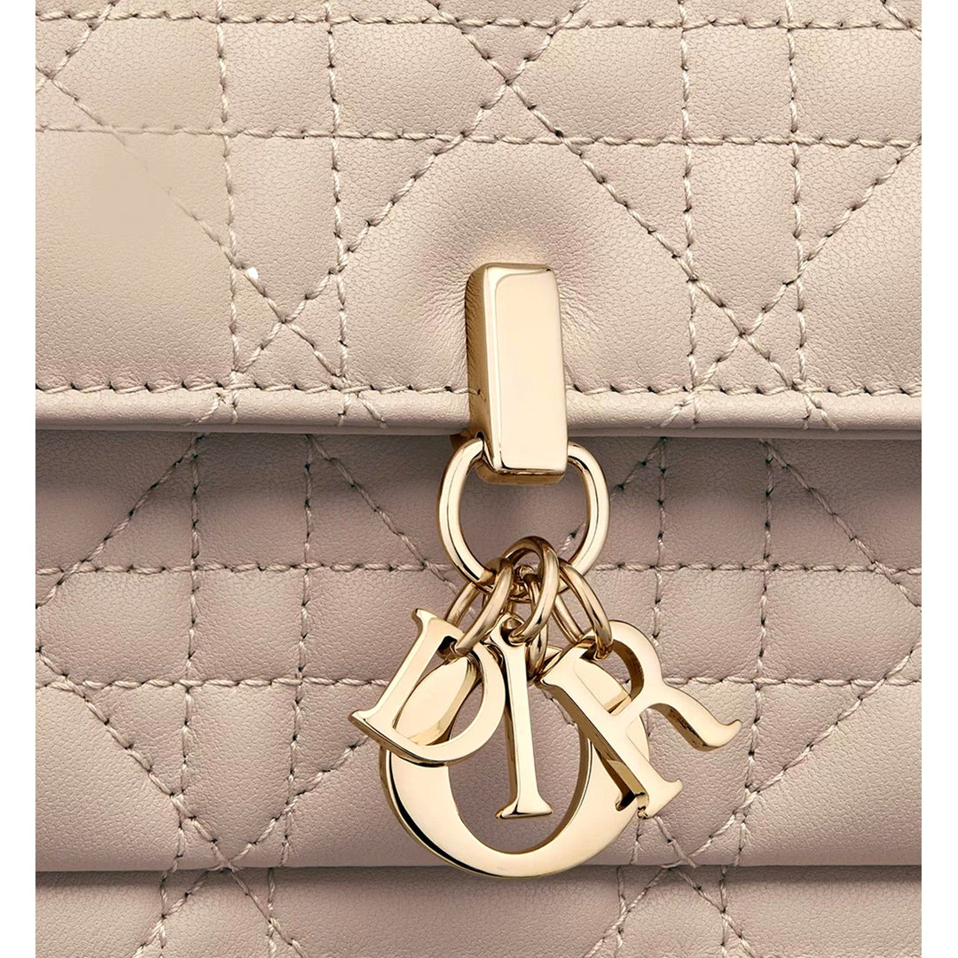 My Dior Daily Pouch with Chain Powder Beige Cannage Lambskin