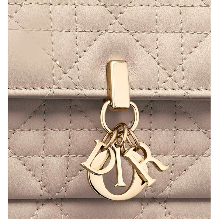 My Dior Daily Pouch with Chain Powder Beige Cannage Lambskin
