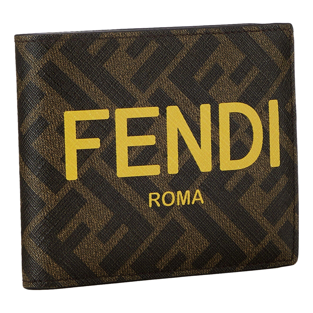 Fendi Sunflower Yellow and Brown Zucca Coated Canvas Bi-fold Wallet