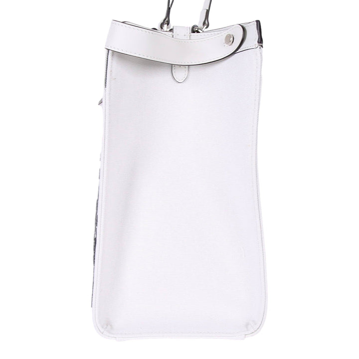 Fendi FF Canvas Leather Black and White Turn Lock X-Tote