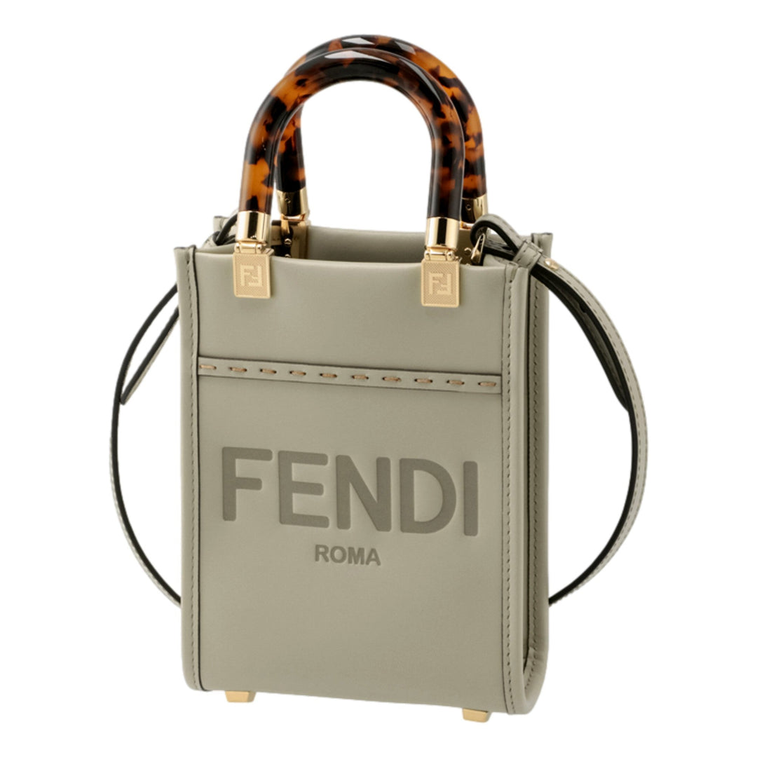 Fendi Sunshine Shopper Small Handbag Crossbody Bag in Green Tea