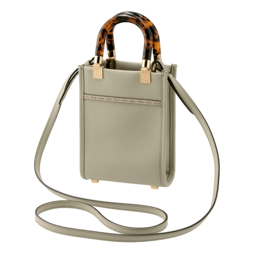 Fendi Sunshine Shopper Small Handbag Crossbody Bag in Green Tea