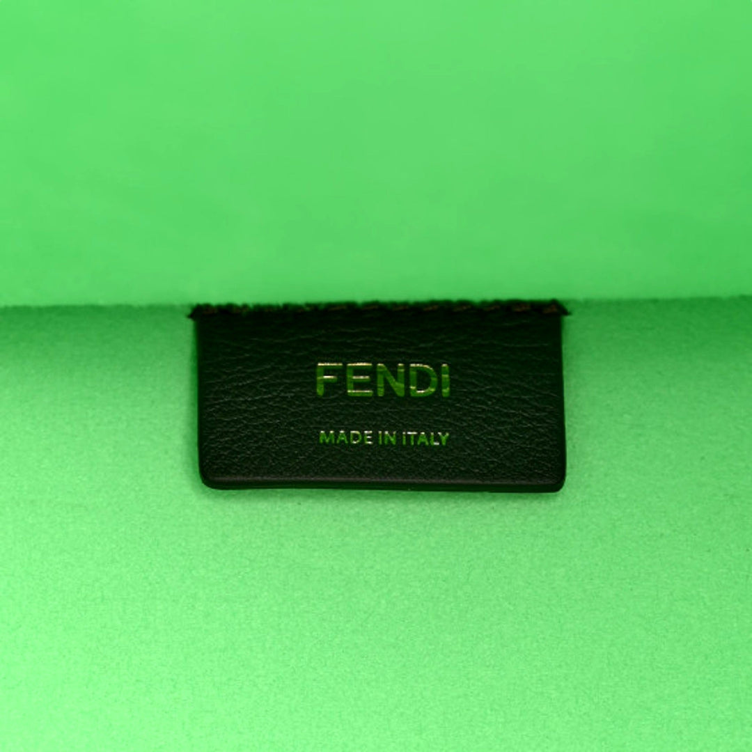 Fendi Sunshine Medium Plexi FF Embossed Leather Tote Edamame Green