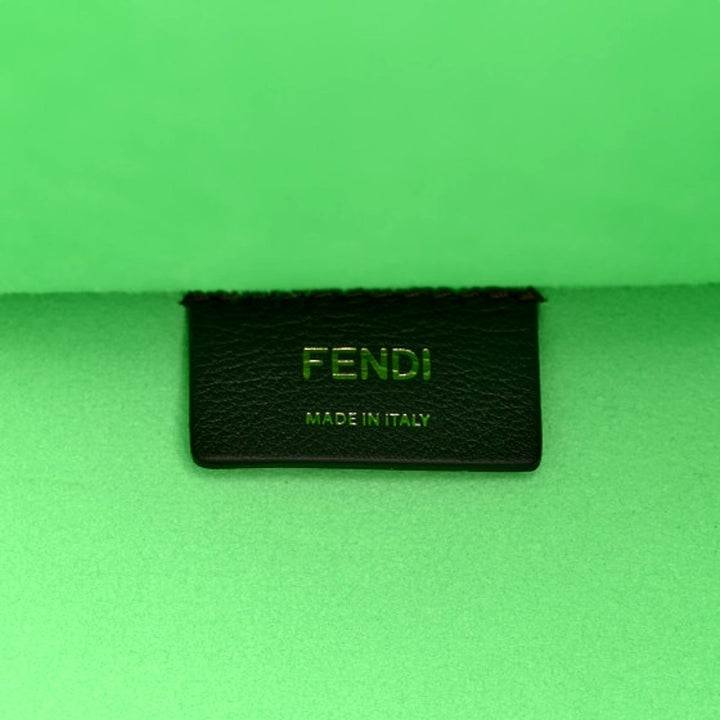 Fendi Sunshine Medium Plexi FF Embossed Leather Tote Edamame Green