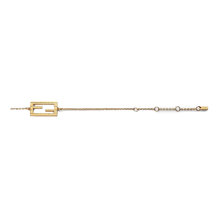 Fendi Baguette Logo Bracelet Gold Metal Adjustable Chain Medium