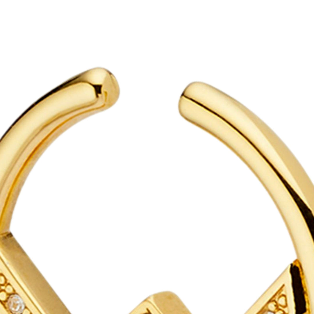 Fendi F is Fendi Logo Earcuff Hoop White Crystal Gold Tone Metal