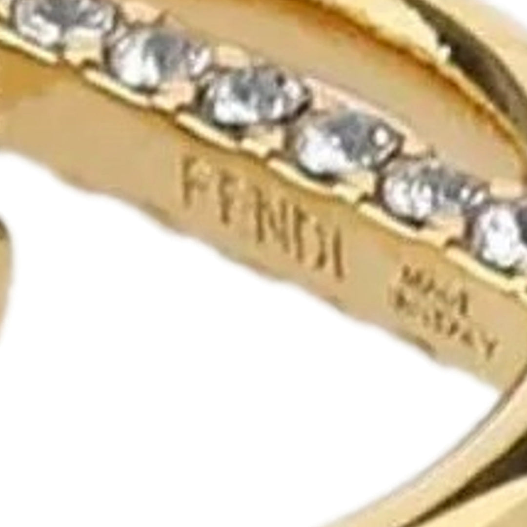 Fendi F is Fendi Logo Earcuff Hoop White Crystal Gold Tone Metal