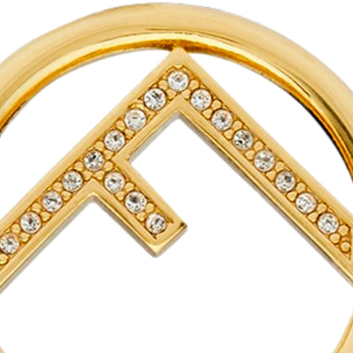 Fendi F is Fendi Logo Earcuff Hoop White Crystal Gold Tone Metal