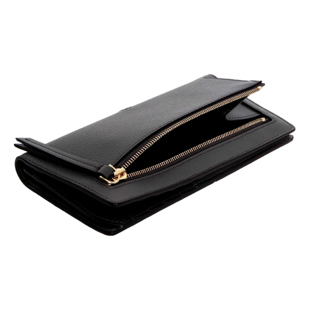 Fendi O'Lock Anthracite Gray and Python Print Leather Snap Continental Wallet