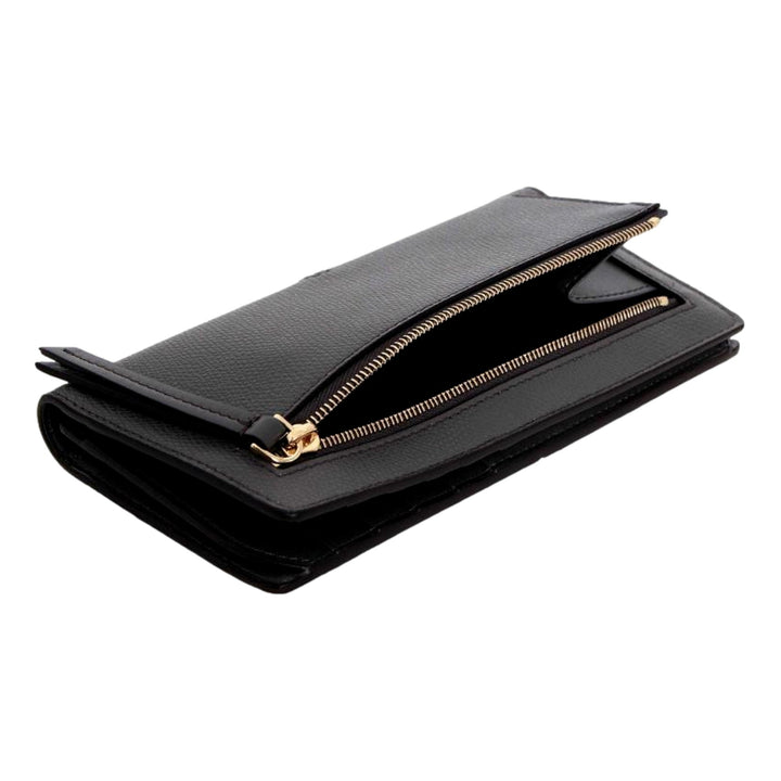 Fendi O'Lock Anthracite Gray and Python Print Leather Snap Continental Wallet