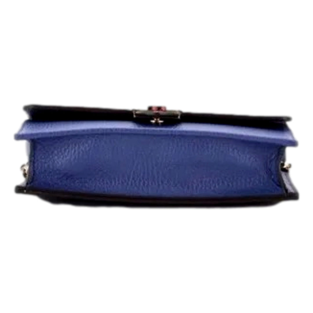 Gucci Blue Marmont GG Womens Leather Wallet on Chain Crossbody Bag