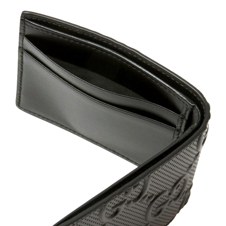 Gucci Calfskin Leather GG Tennis Embossed Bi-Fold Wallet Black
