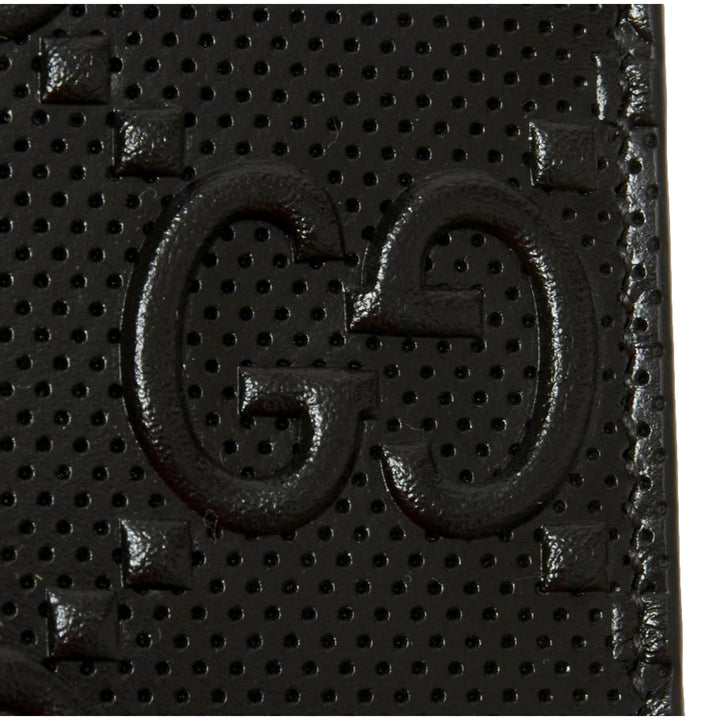 Gucci Calfskin Leather GG Tennis Embossed Bi-Fold Wallet Black