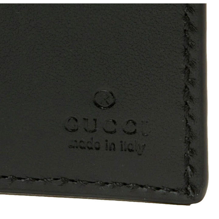 Gucci Calfskin Leather GG Tennis Embossed Bi-Fold Wallet Black