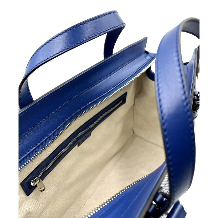 GUCCI GG Motif Tennis Embossed Top Handle Medium Tote Bag Blue