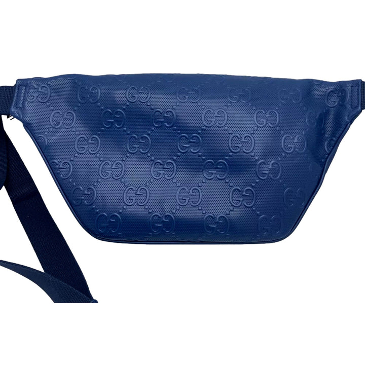 Gucci Calfskin GG Tennis Embossed Pocket Belt Bag Blue