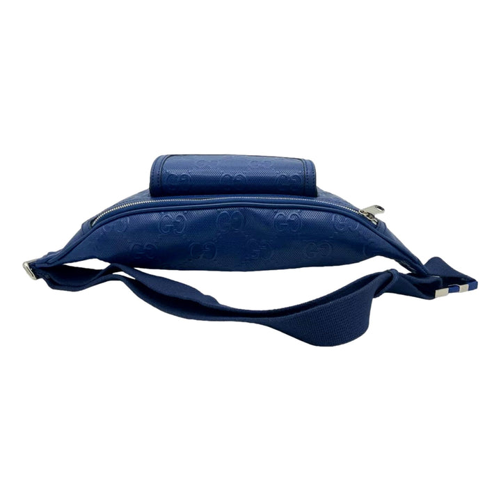 Gucci Calfskin GG Tennis Embossed Pocket Belt Bag Blue