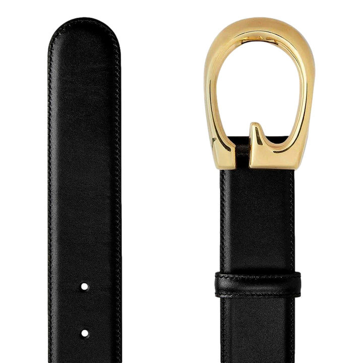 Gucci G Boarded Dyana Lux Gold Belt Black Leather Size 75/30