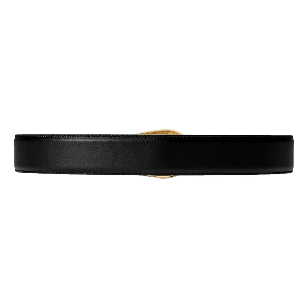 Gucci G Boarded Dyana Lux Gold Belt Black Leather Size 80/32