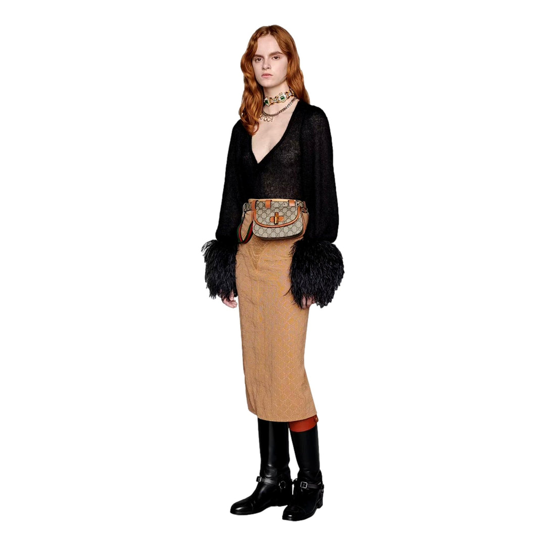 Gucci GG Supreme Monogram Web Bamboo 1947 Mini Belt Bag In Beige 75