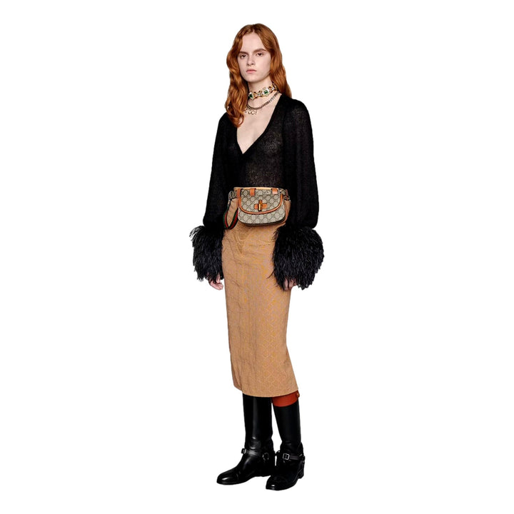 Gucci GG Supreme Monogram Web Bamboo 1947 Mini Belt Bag In Beige 75