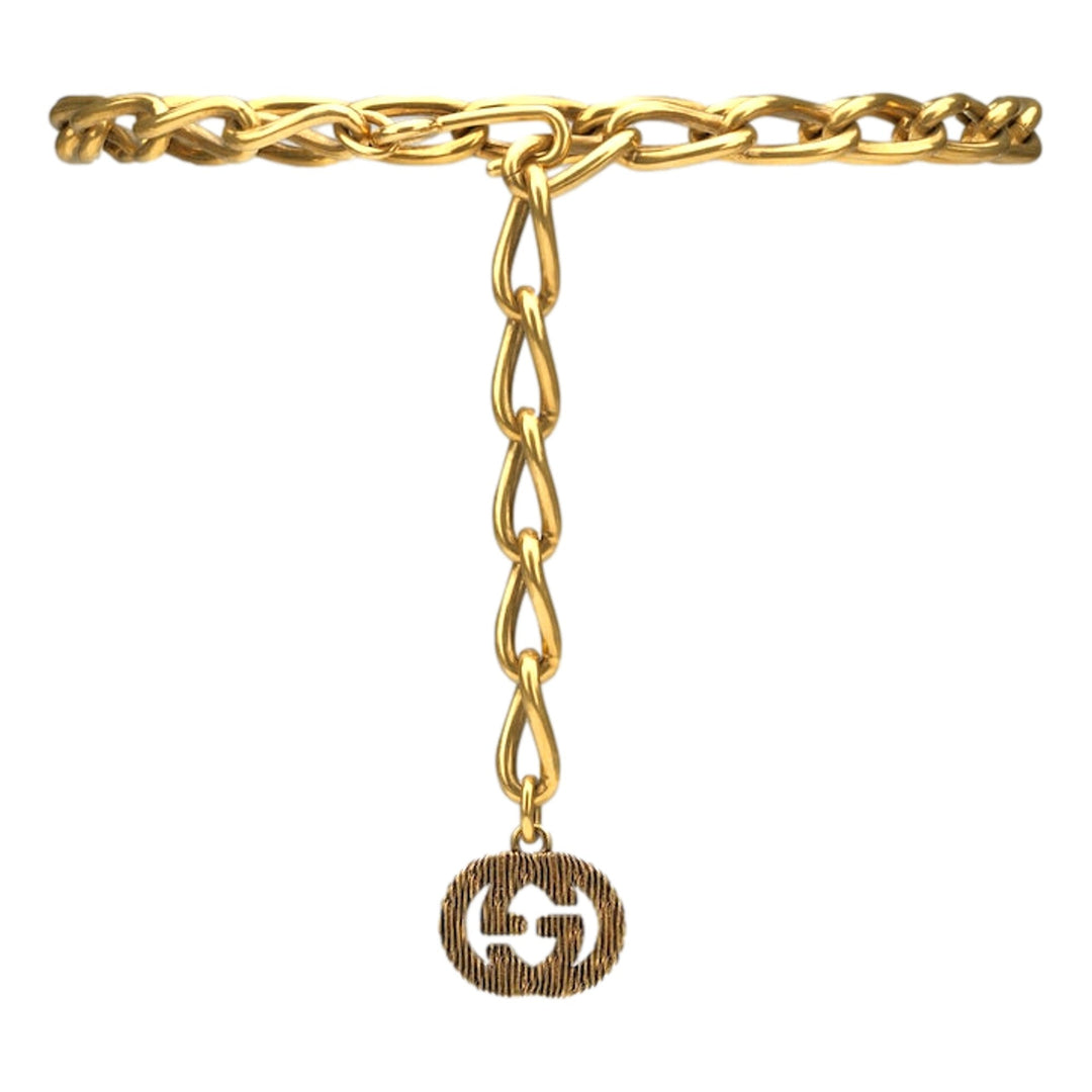 Gucci Antique Gold-Toned Metal Chain Waist Belt with Interlocking G Size 95