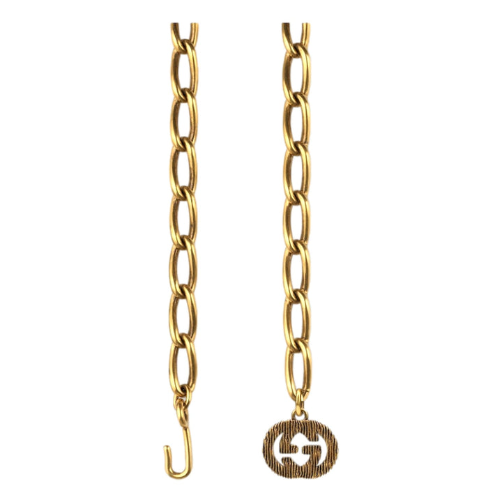 Gucci Antique Gold-Toned Metal Chain Waist Belt with Interlocking G Size 95