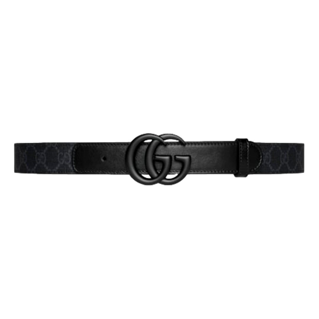 Gucci GG Black Marmont Supreme Canvas Leather Belt Size 65
