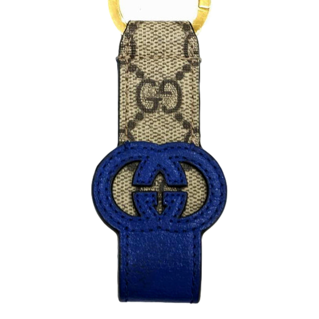 Gucci Interlocking GG Supreme Canvas and Blue Leather Keychain Charm