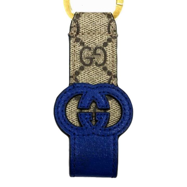 Gucci Interlocking GG Supreme Canvas and Blue Leather Keychain Charm