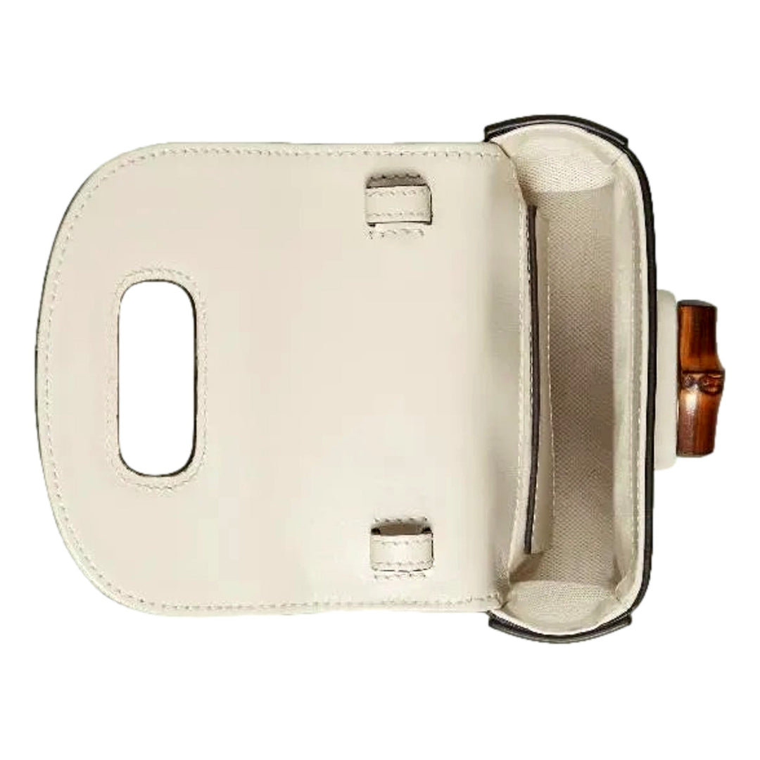 Gucci Bamboo Mini Handbag Top Handle Bag in Cream Leather