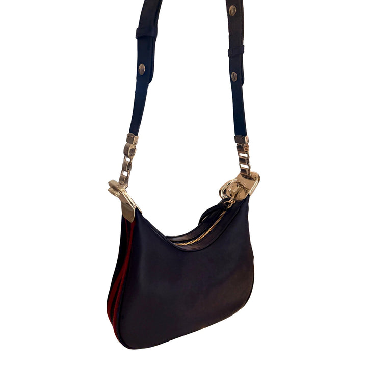 Gucci Attaché Small Shoulder Bag Navy Leather