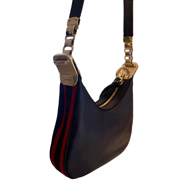 Gucci Attaché Small Shoulder Bag Navy Leather