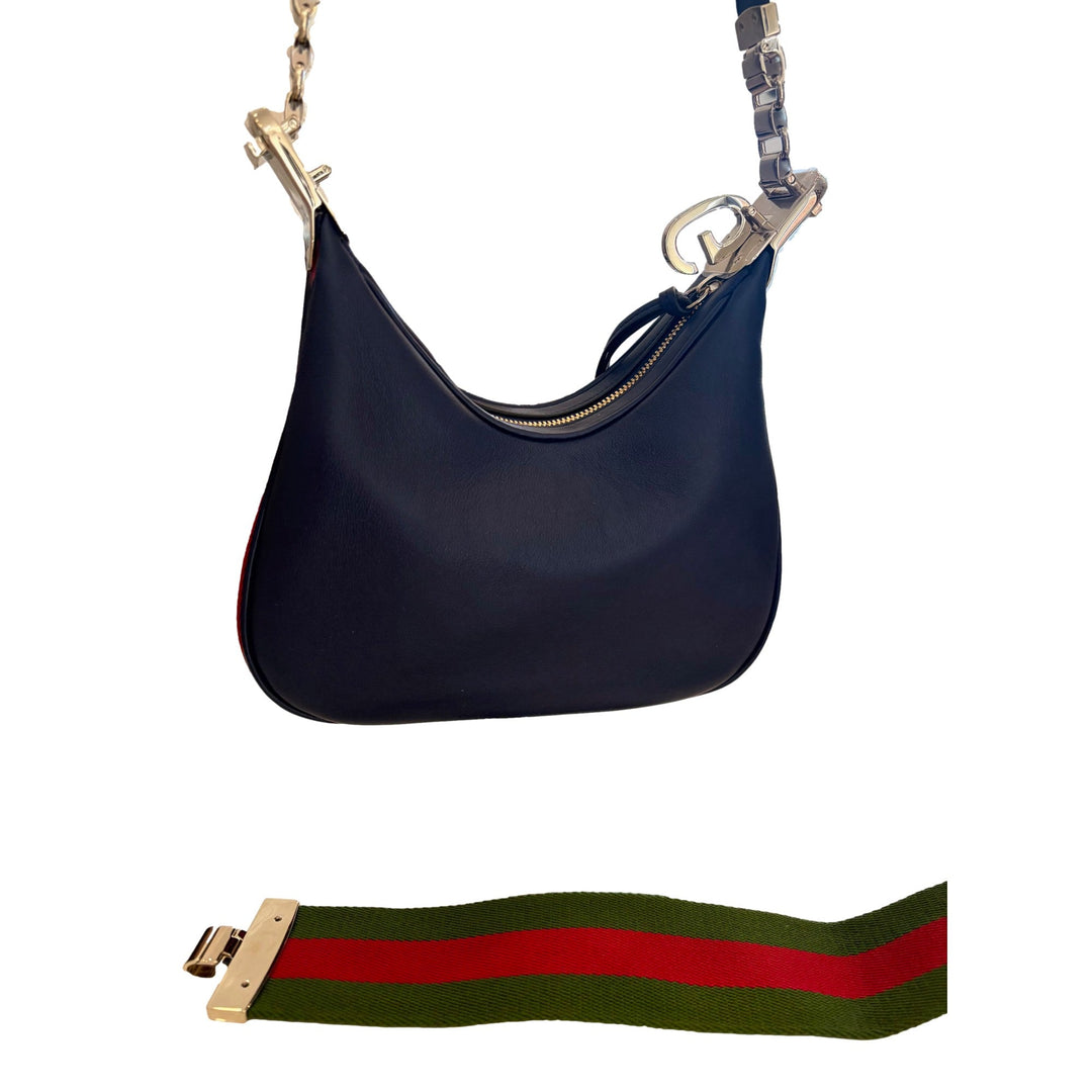 Gucci Attaché Small Shoulder Bag Navy Leather