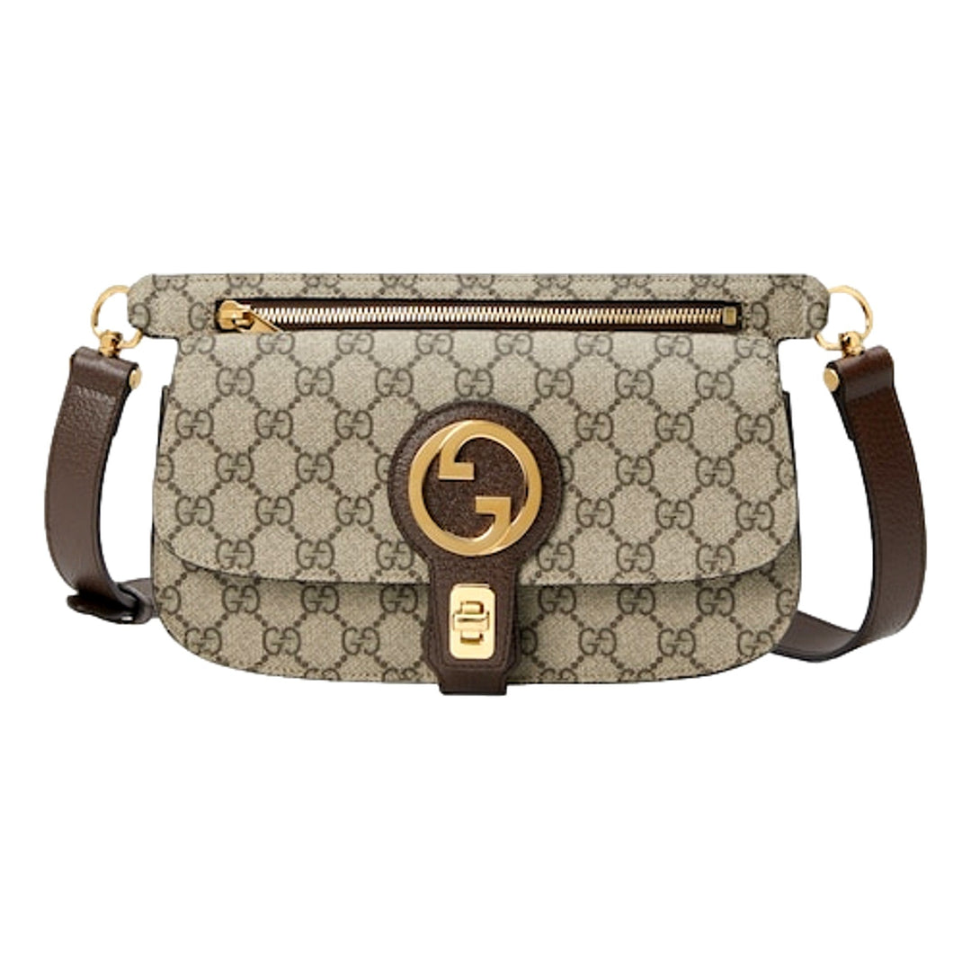 Gucci GG Supreme Blondie Canvas Belt Bag Brown Beige Size 110