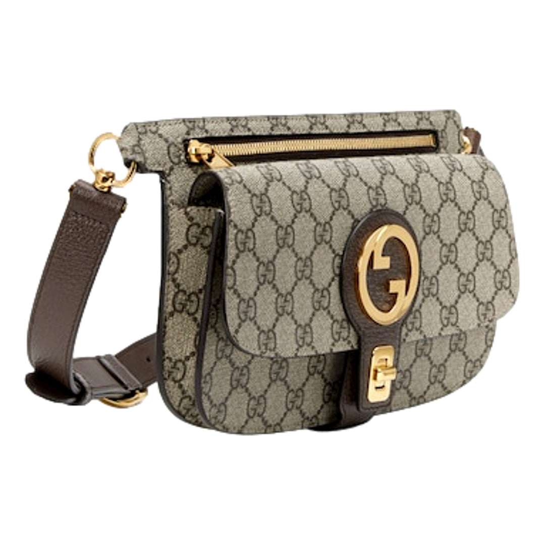 Gucci GG Supreme Blondie Canvas Belt Bag Brown Beige Size 110