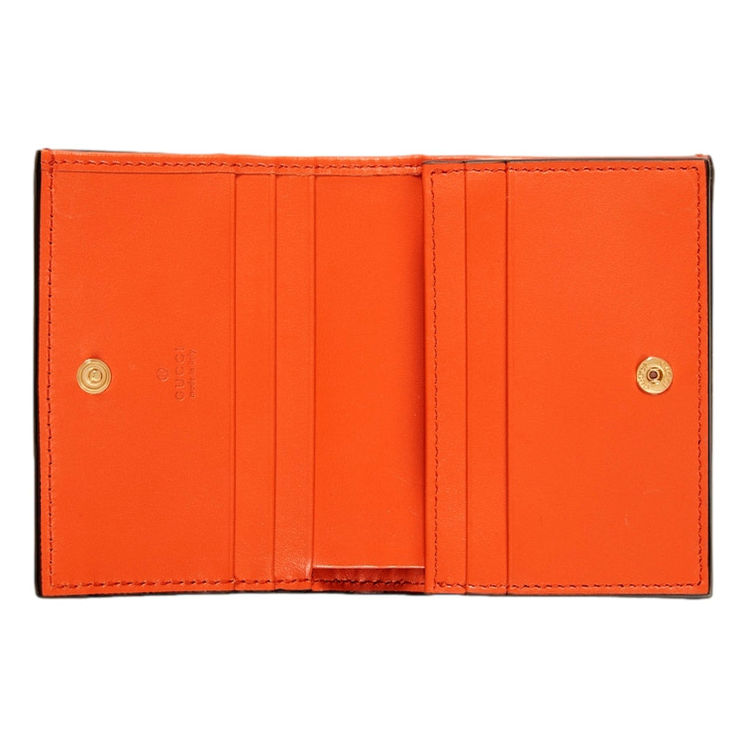 Gucci GG Quilted Matelassé Leather Card Case Wallet In Orange