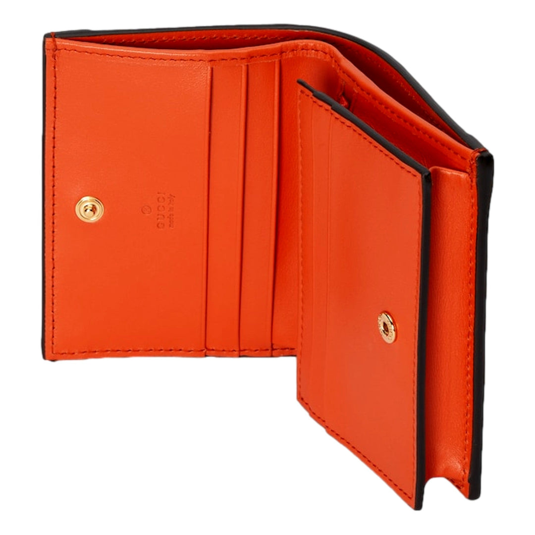 Gucci GG Quilted Matelassé Leather Card Case Wallet In Orange