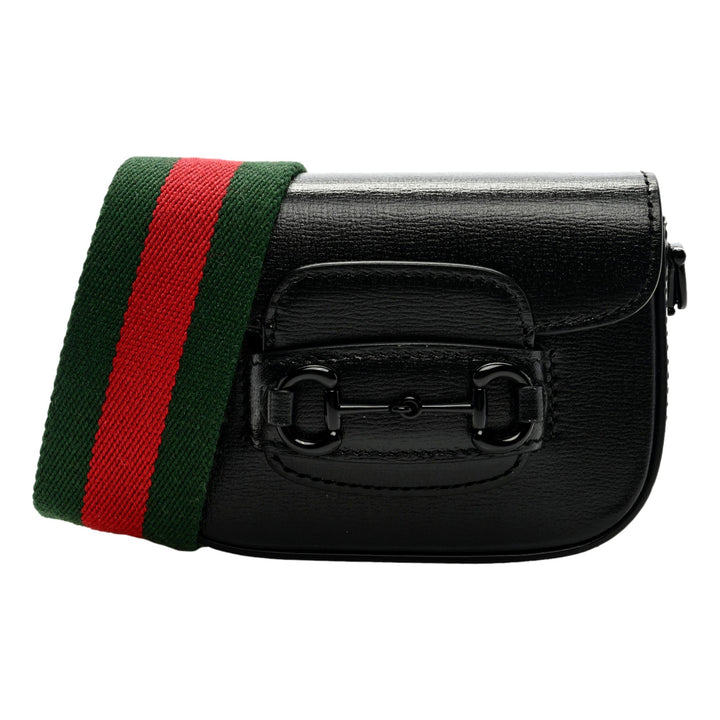 Gucci Azalea Calfskin Web Monochrome Horsebit 1955 Mini Handbag Black