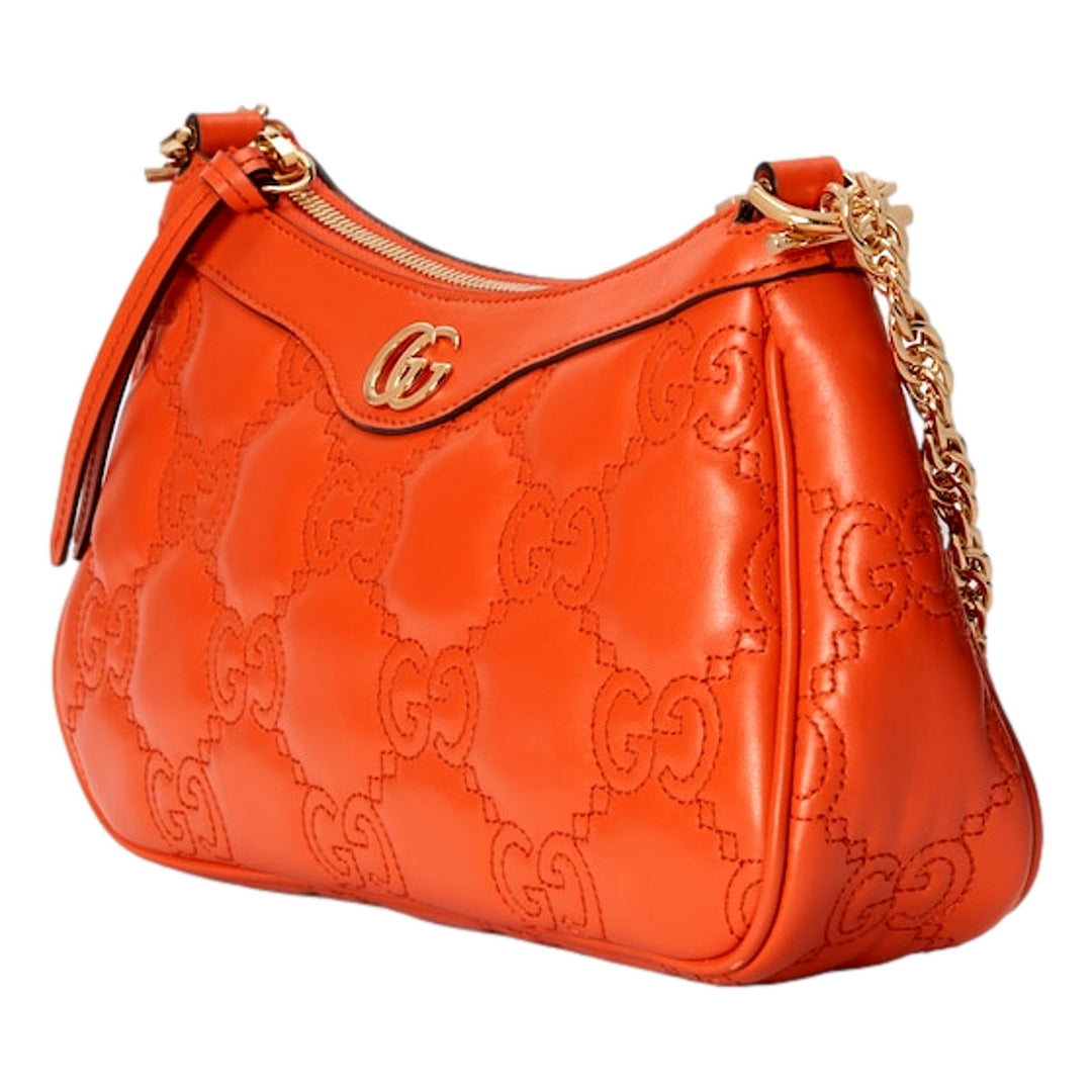 Gucci GG Quilted Matelassé Leather Mini Shoulder Bag In Orange